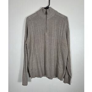 Oscar de la Renta Men's Elevated Tan Quarter Zip Knit Sweater Size Large